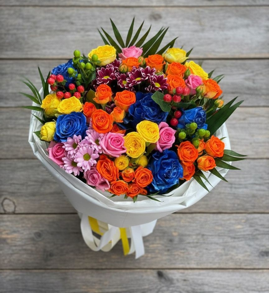 Букет цветов из: Розы и Хризантемы в Жарковском