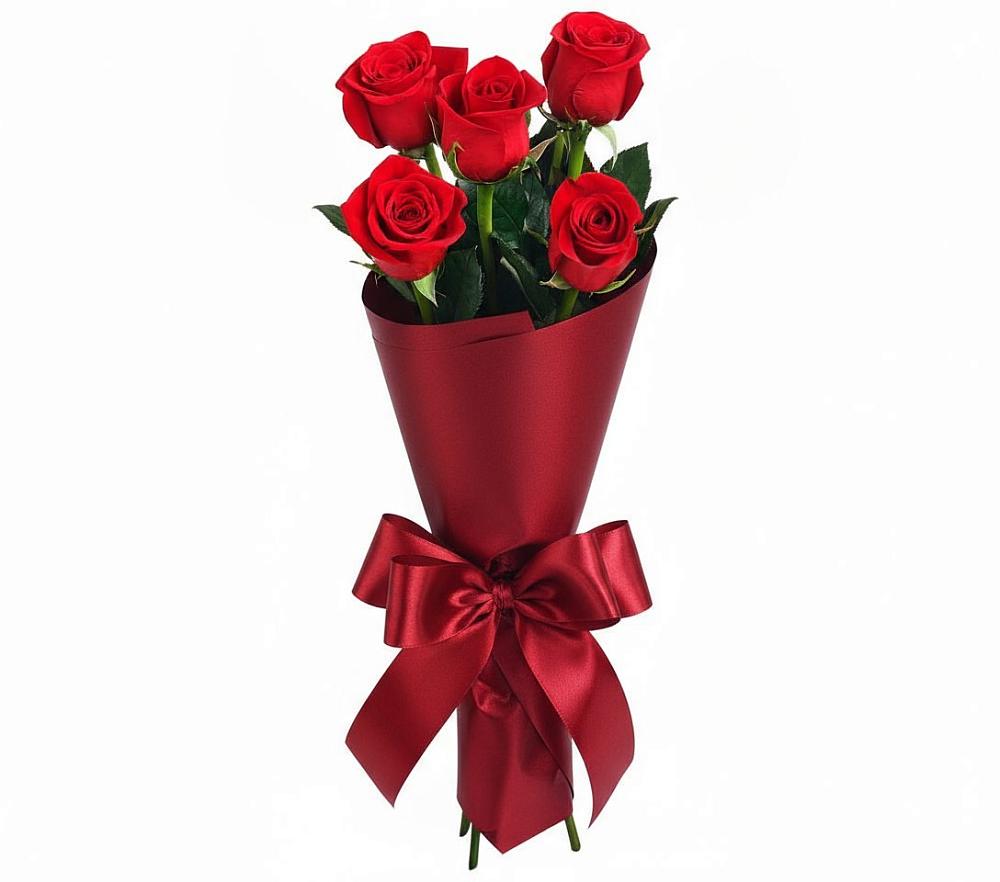 Букет 5 Красных роз Эдлесс Лав в Жарковском