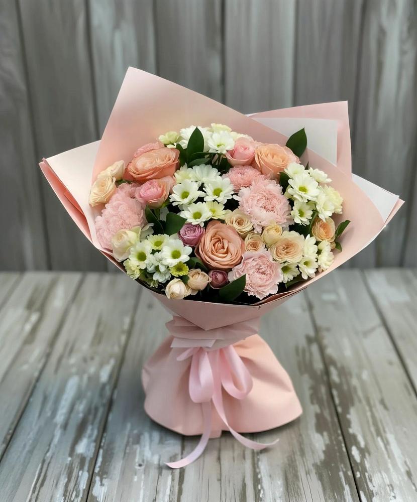 Букет цветов из: Гвоздики, Розы и Хризантемы в Жарковском