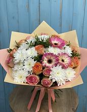 Букет цветов из:  Розы, Герберы и Хризантемы в Жарковском
