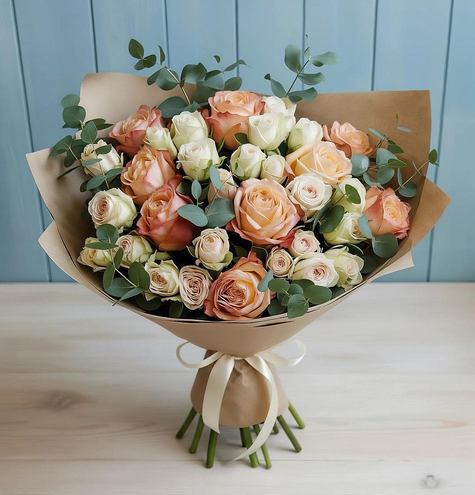 Букет цветов из: Альстромерии и Розы в Жарковском