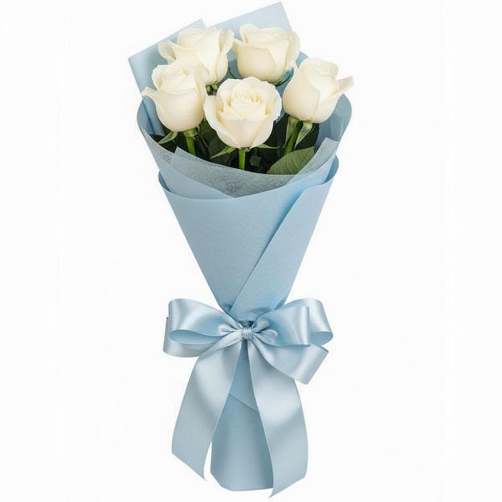Букет 5 Белых роз Проуд в Жарковском