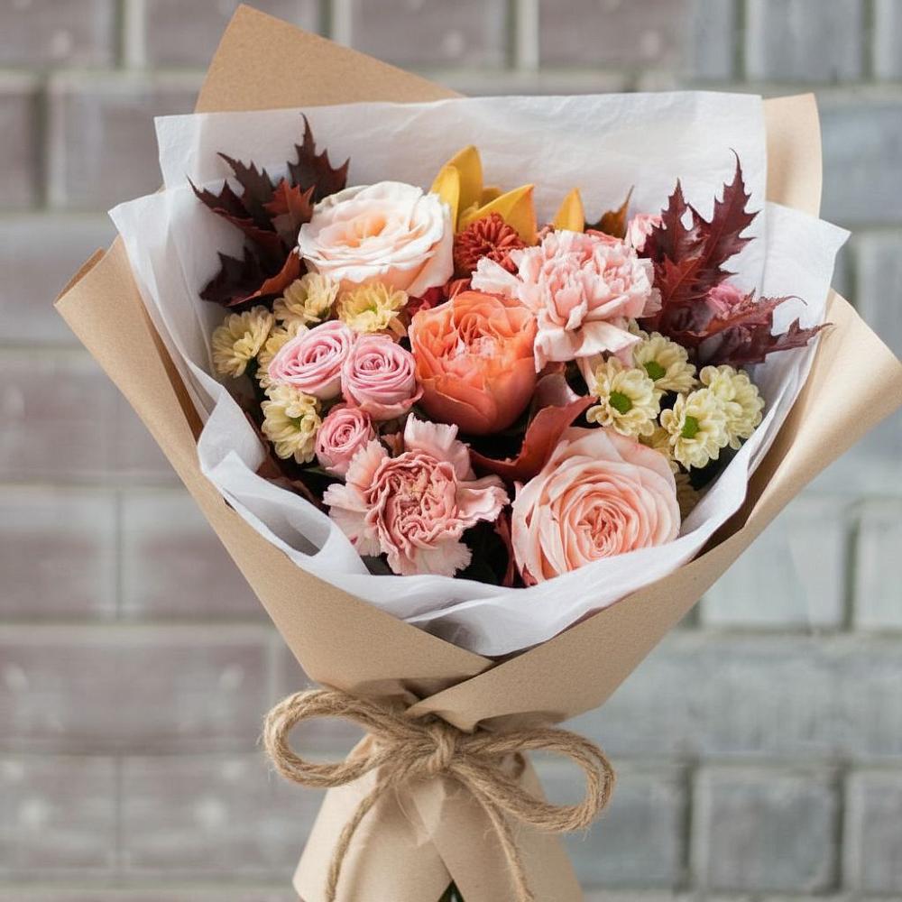 Букет цветов из: Гвоздики, Хризантемы и Розы в Жарковском