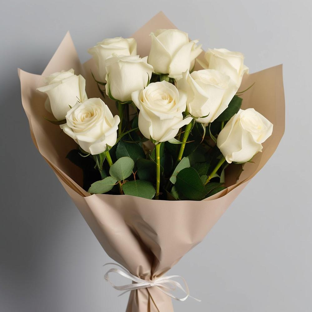 Букет 9 Белых роз Эдлесс Лав в Жарковском