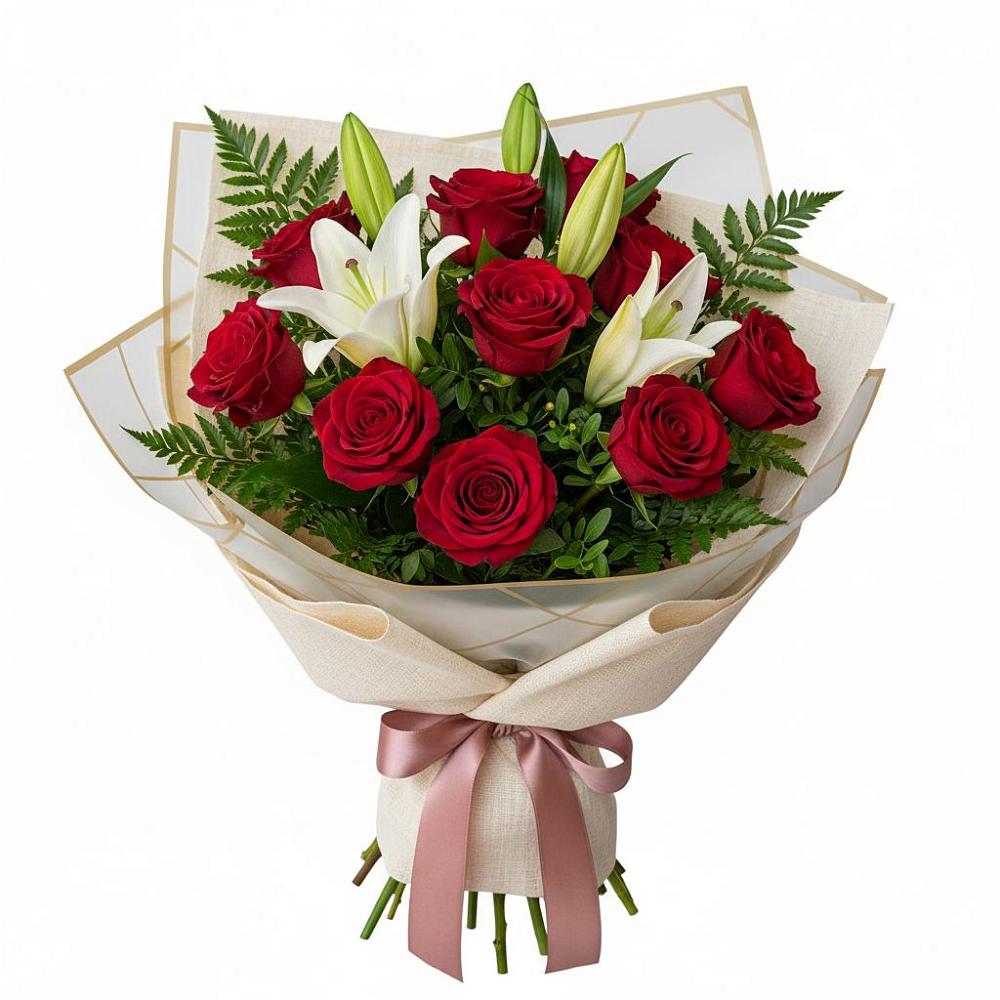 Букет цветов из: Лилии и Розы в Жарковском