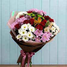 Букет цветов из:  Розы, Хризантемы и Альстромерии в Жарковском