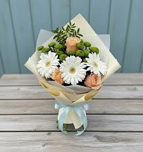 Букет цветов из:  Герберы, Розы и Хризантемы в Жарковском