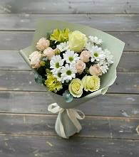 Букет цветов из:  Альстромерии, Розы и Хризантемы в Жарковском