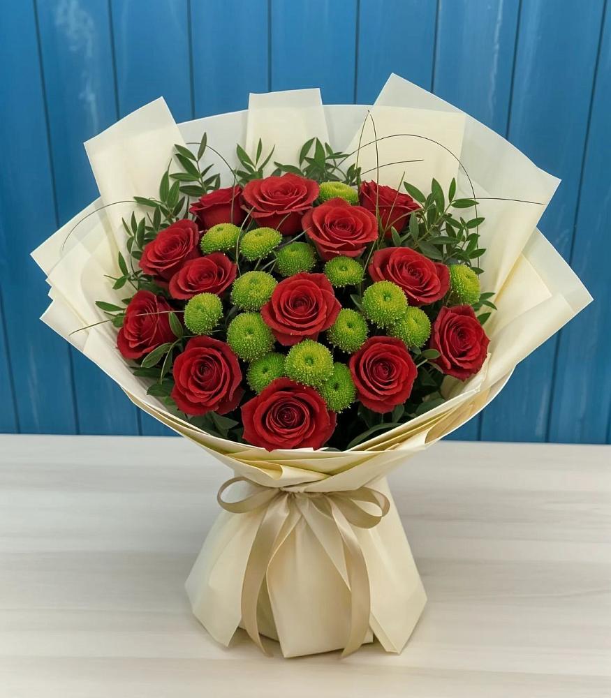 Букет цветов из: Розы и Хризантемы в Жарковском